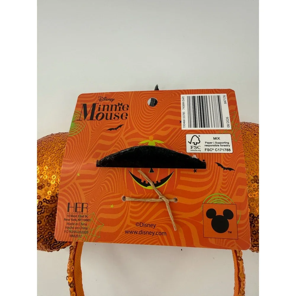 Disney Minnie Mouse Halloween Witch Hat Sequin Headband Orange Black MM2512